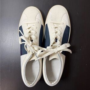 Rothy's Cream and Navy Sneakers